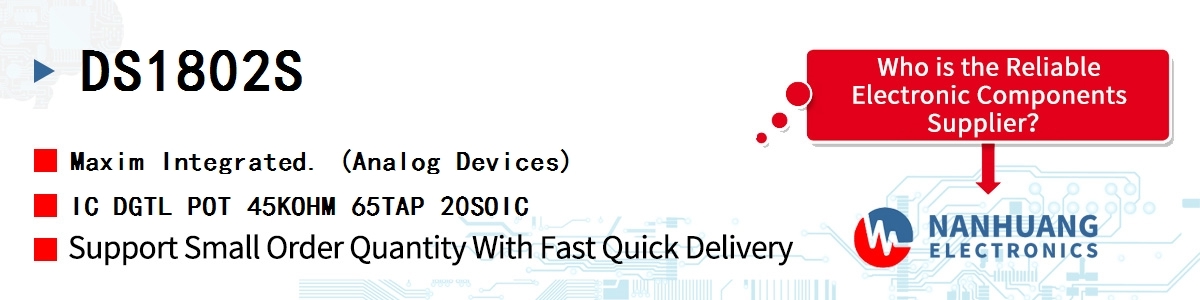 DS1802S+ Maxim IC DGTL POT 45KOHM 65TAP 20SOIC