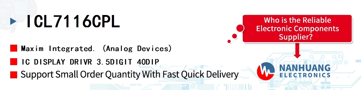 ICL7116CPL+ Maxim IC DISPLAY DRIVR 3.5DIGIT 40DIP