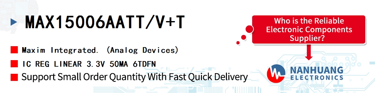 MAX15006AATT/V+T Maxim IC REG LINEAR 3.3V 50MA 6TDFN