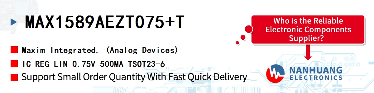 MAX1589AEZT075+T Maxim IC REG LIN 0.75V 500MA TSOT23-6