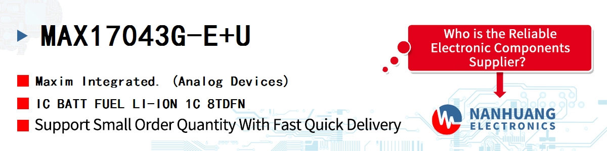 MAX17043G-E+U Maxim IC BATT FUEL LI-ION 1C 8TDFN