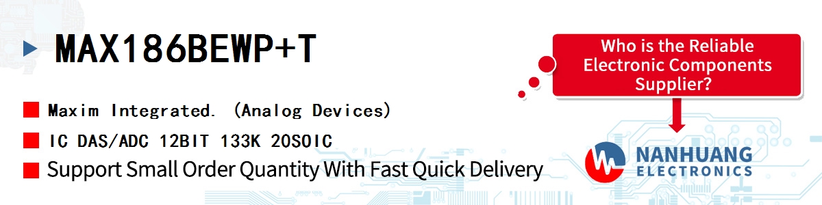 MAX186BEWP+T Maxim IC DAS/ADC 12BIT 133K 20SOIC