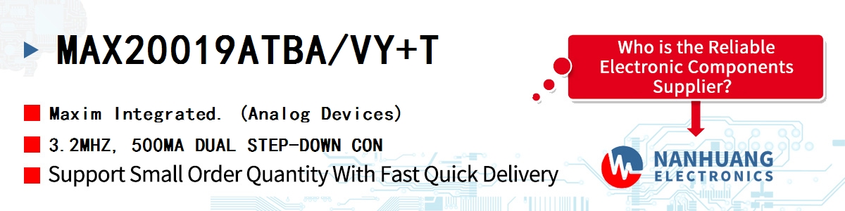 MAX20019ATBA/VY+T Maxim 3.2MHZ, 500MA DUAL STEP-DOWN CON