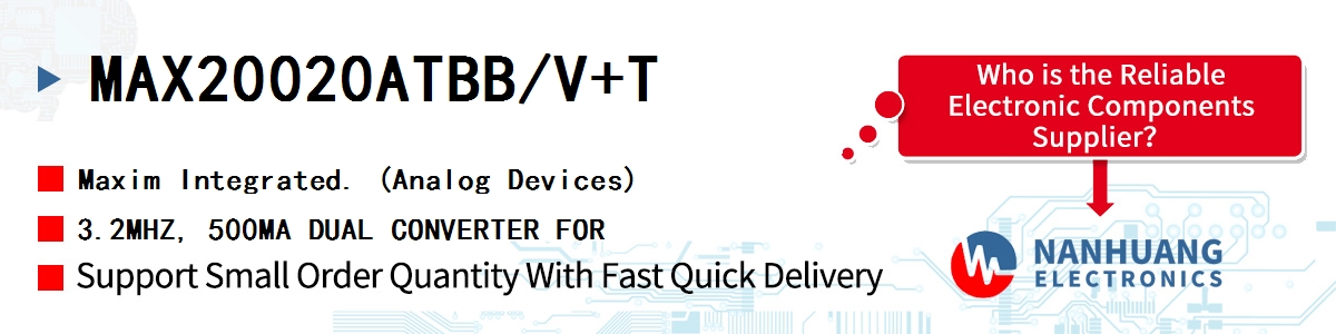 MAX20020ATBB/V+T Maxim 3.2MHZ, 500MA DUAL CONVERTER FOR