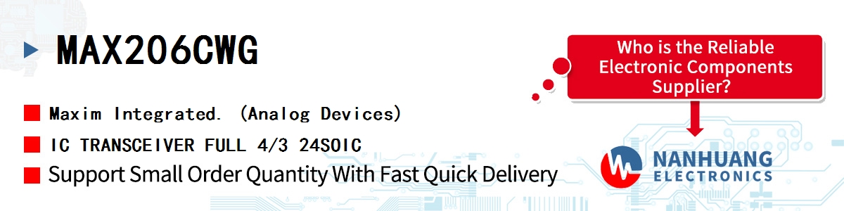 MAX206CWG Maxim IC TRANSCEIVER FULL 4/3 24SOIC