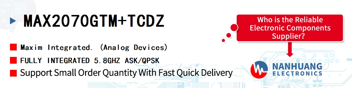 MAX2070GTM+TCDZ Maxim FULLY INTEGRATED 5.8GHZ ASK/QPSK