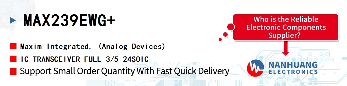 MAX239EWG+ Maxim IC TRANSCEIVER FULL 3/5 24SOIC