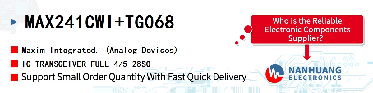 MAX241CWI+TG068 Maxim IC TRANSCEIVER FULL 4/5 28SO