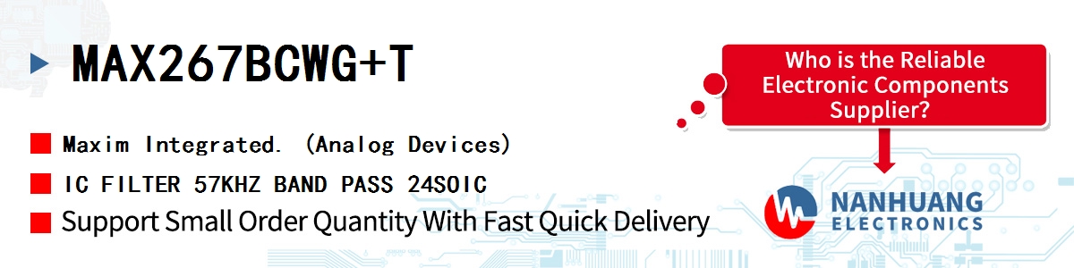 MAX267BCWG+T Maxim IC FILTER 57KHZ BAND PASS 24SOIC