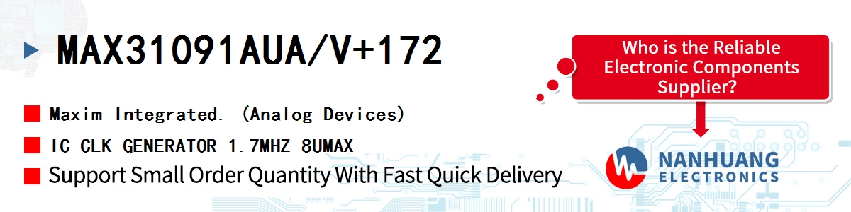 MAX31091AUA/V+172 Maxim IC CLK GENERATOR 1.7MHZ 8UMAX