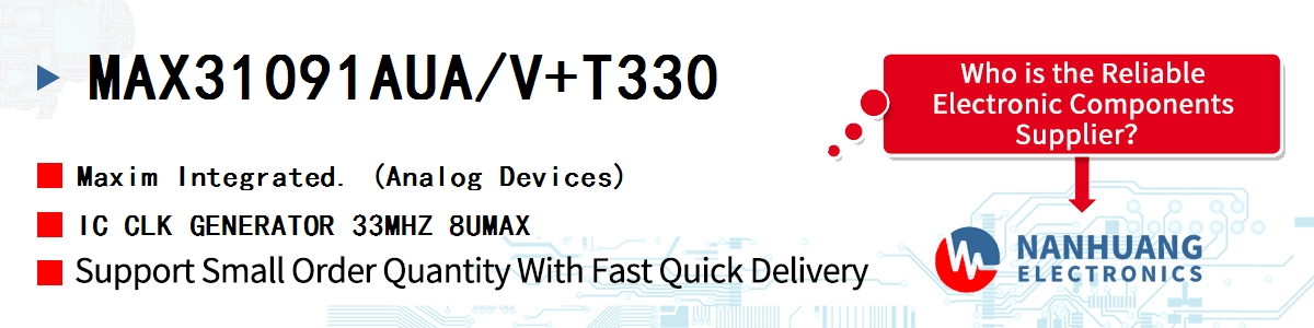 MAX31091AUA/V+T330 Maxim IC CLK GENERATOR 33MHZ 8UMAX