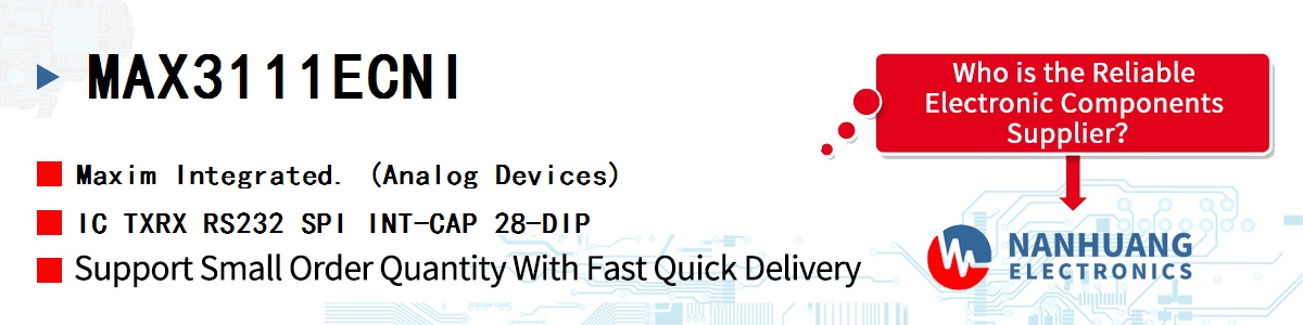 MAX3111ECNI Maxim IC TXRX RS232 SPI INT-CAP 28-DIP