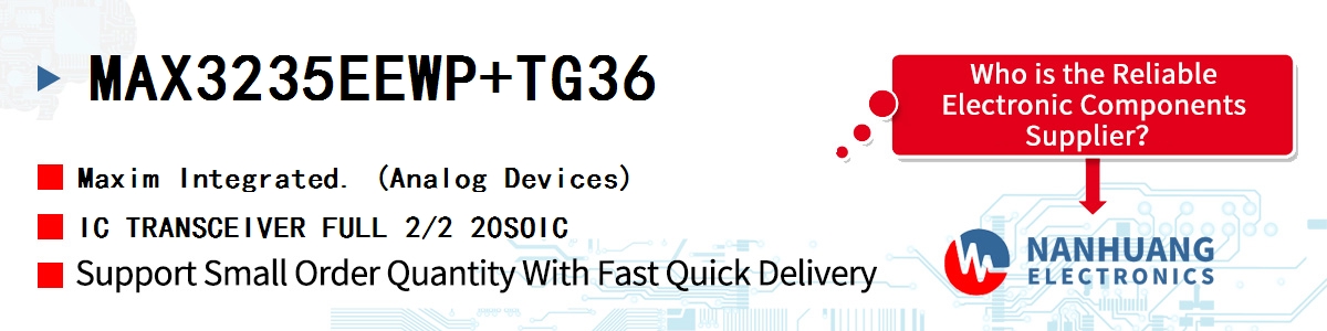MAX3235EEWP+TG36 Maxim IC TRANSCEIVER FULL 2/2 20SOIC