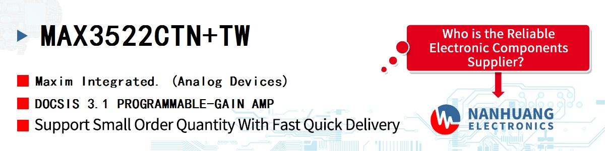 MAX3522CTN+TW Maxim DOCSIS 3.1 PROGRAMMABLE-GAIN AMP