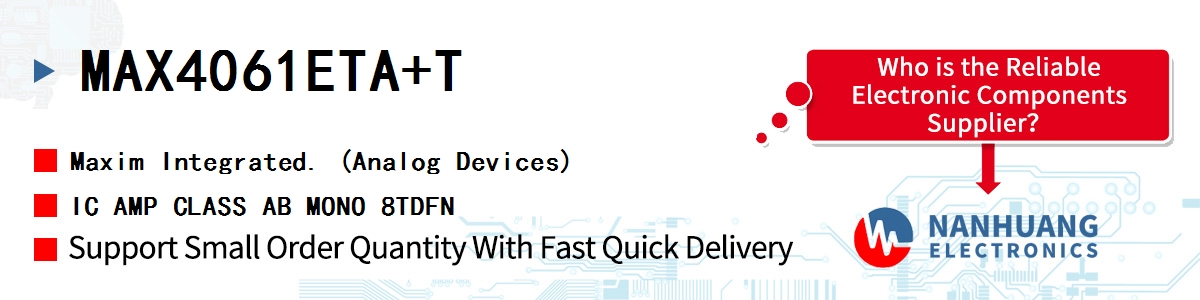 MAX4061ETA+T Maxim IC AMP CLASS AB MONO 8TDFN