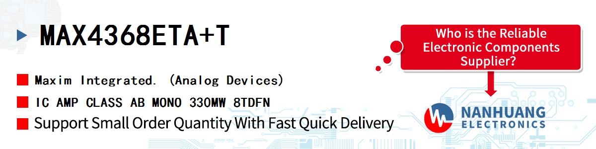 MAX4368ETA+T Maxim IC AMP CLASS AB MONO 330MW 8TDFN