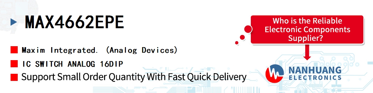 MAX4662EPE+ Maxim IC SWITCH ANLG SPST CMOS 16DIP