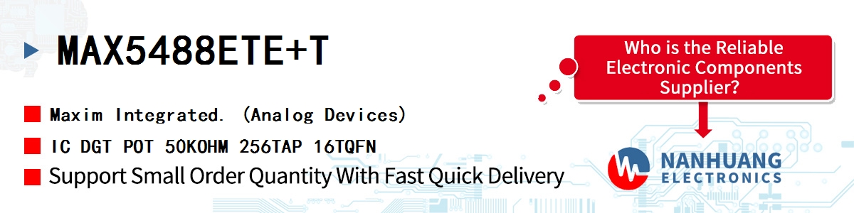 MAX5488ETE+T Maxim IC DGT POT 50KOHM 256TAP 16TQFN