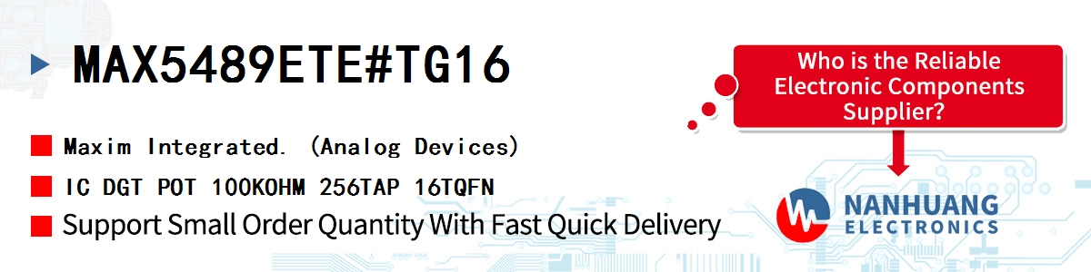 MAX5489ETE#TG16 Maxim IC DGT POT 100KOHM 256TAP 16TQFN