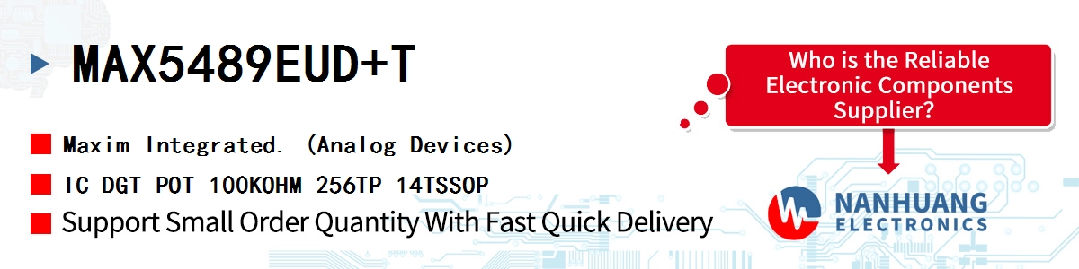MAX5489EUD+T Maxim IC DGT POT 100KOHM 256TP 14TSSOP