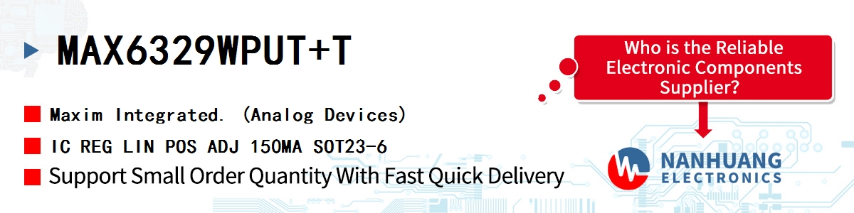 MAX6329WPUT+T Maxim IC REG LIN POS ADJ 150MA SOT23-6