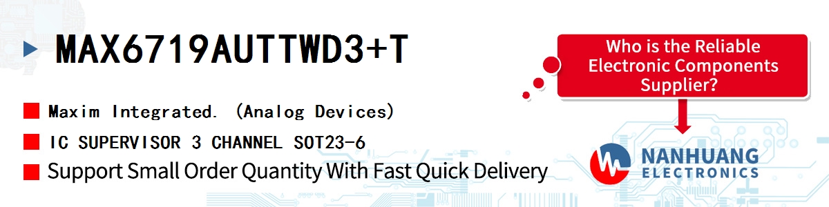 MAX6719AUTTWD3+T Maxim IC SUPERVISOR 3 CHANNEL SOT23-6