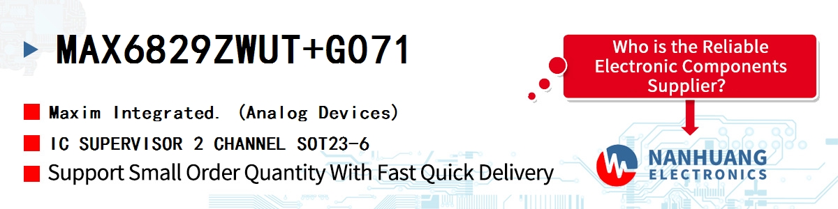 MAX6829ZWUT+G071 Maxim IC SUPERVISOR 2 CHANNEL SOT23-6