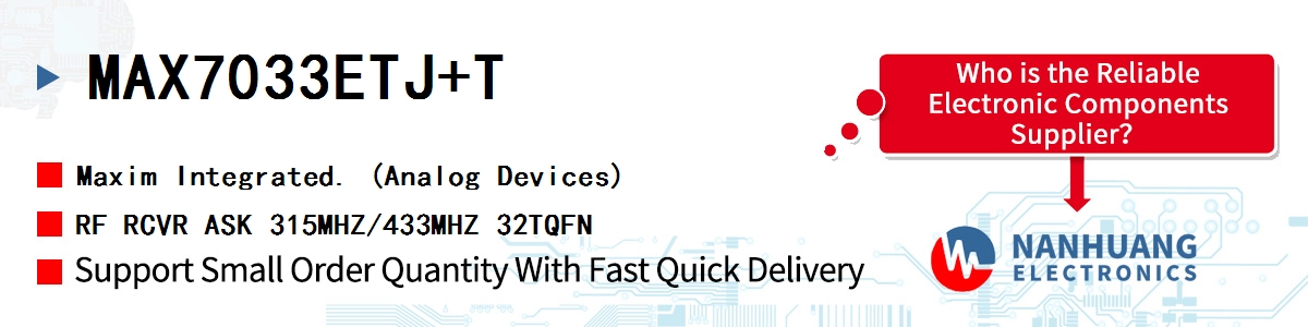 MAX7033ETJ+T Maxim RF RCVR ASK 315MHZ/433MHZ 32TQFN