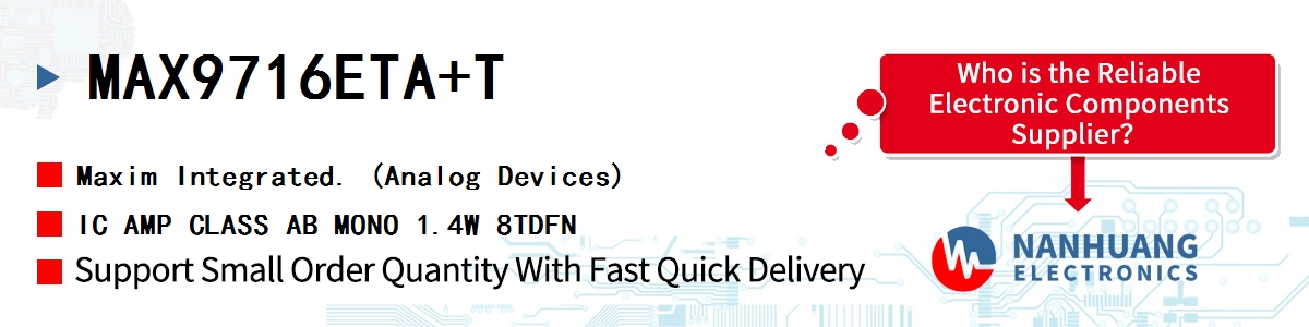 MAX9716ETA+T Maxim IC AMP CLASS AB MONO 1.4W 8TDFN