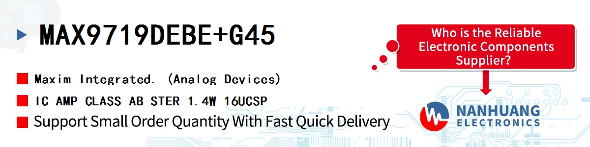 MAX9719DEBE+G45 Maxim IC AMP CLASS AB STER 1.4W 16UCSP