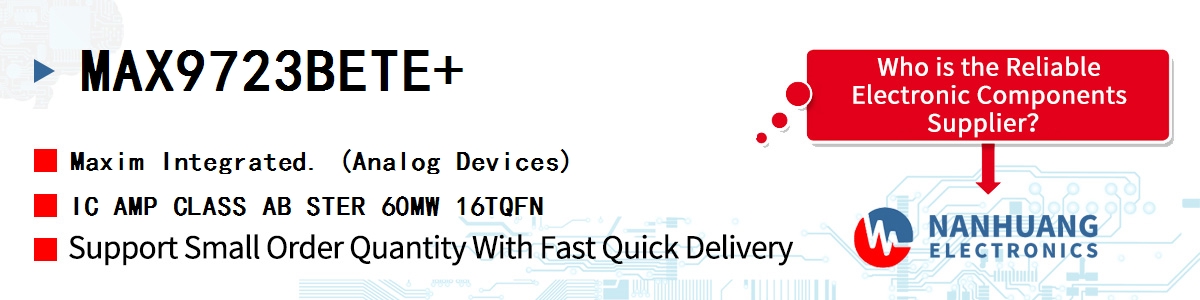 MAX9723BETE+ Maxim IC AMP CLASS AB STER 60MW 16TQFN