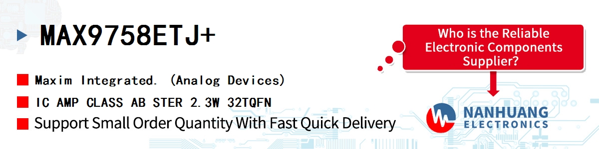 MAX9758ETJ+ Maxim IC AMP CLASS AB STER 2.3W 32TQFN