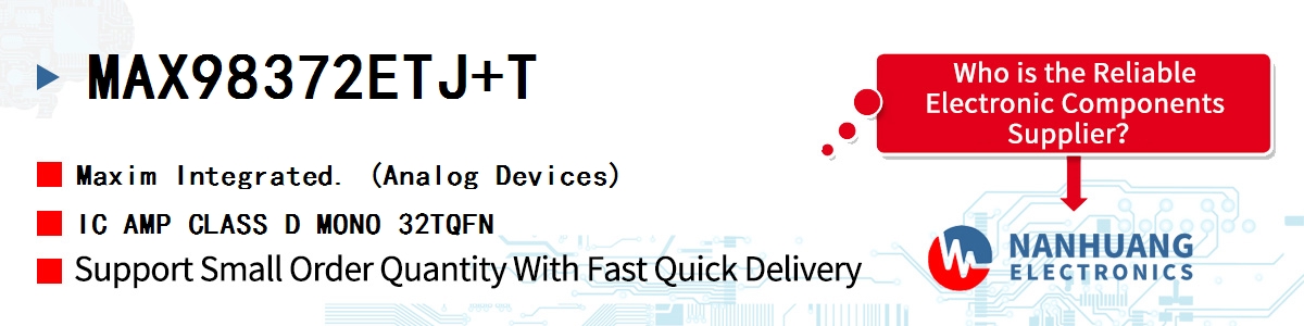 MAX98372ETJ+T Maxim IC AMP CLASS D MONO 32TQFN