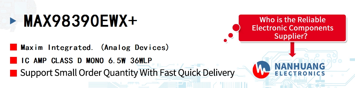 MAX98390EWX+ Maxim IC AMP CLASS D MONO 6.5W 36WLP