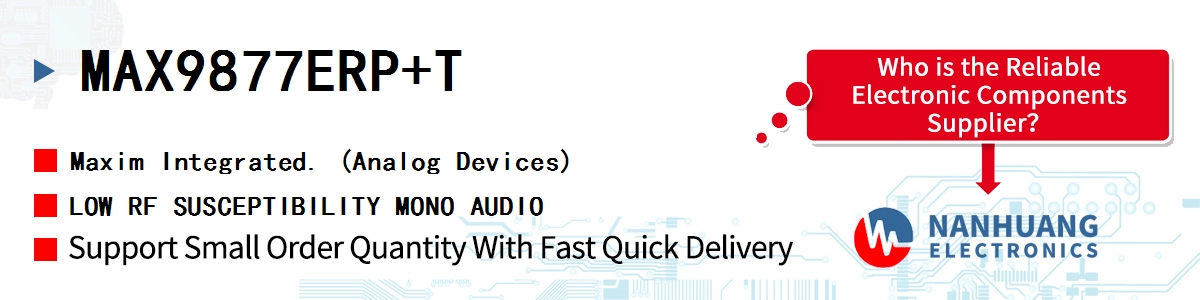 MAX9877ERP+T Maxim LOW RF SUSCEPTIBILITY MONO AUDIO