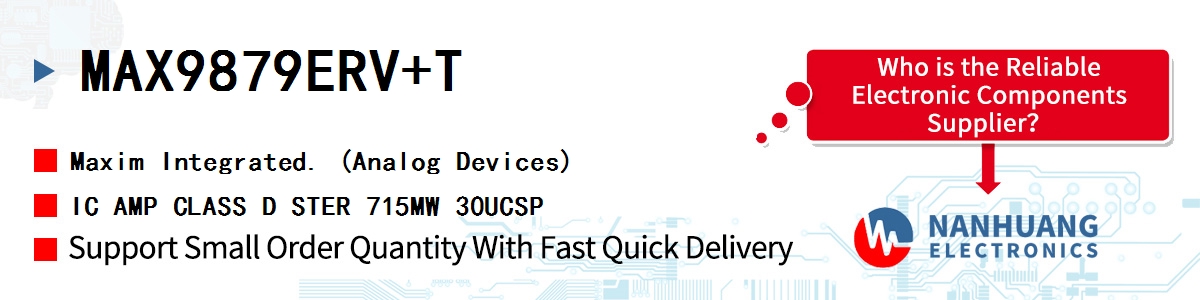 MAX9879ERV+T Maxim IC AMP CLASS D STER 715MW 30UCSP