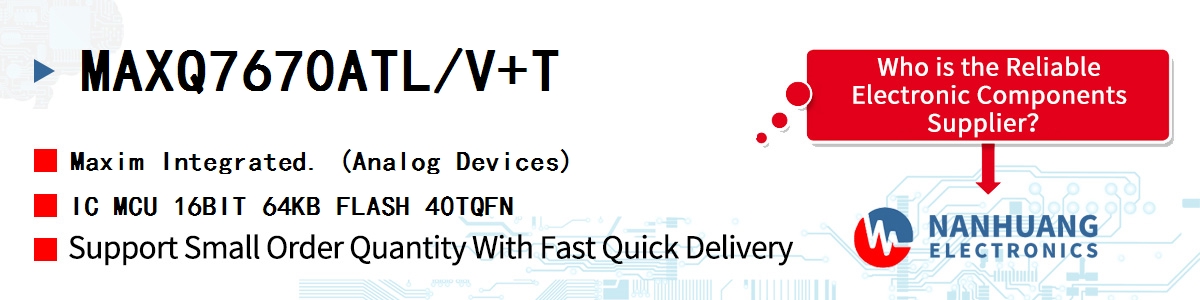 MAXQ7670ATL/V+T Maxim IC MCU 16BIT 64KB FLASH 40TQFN